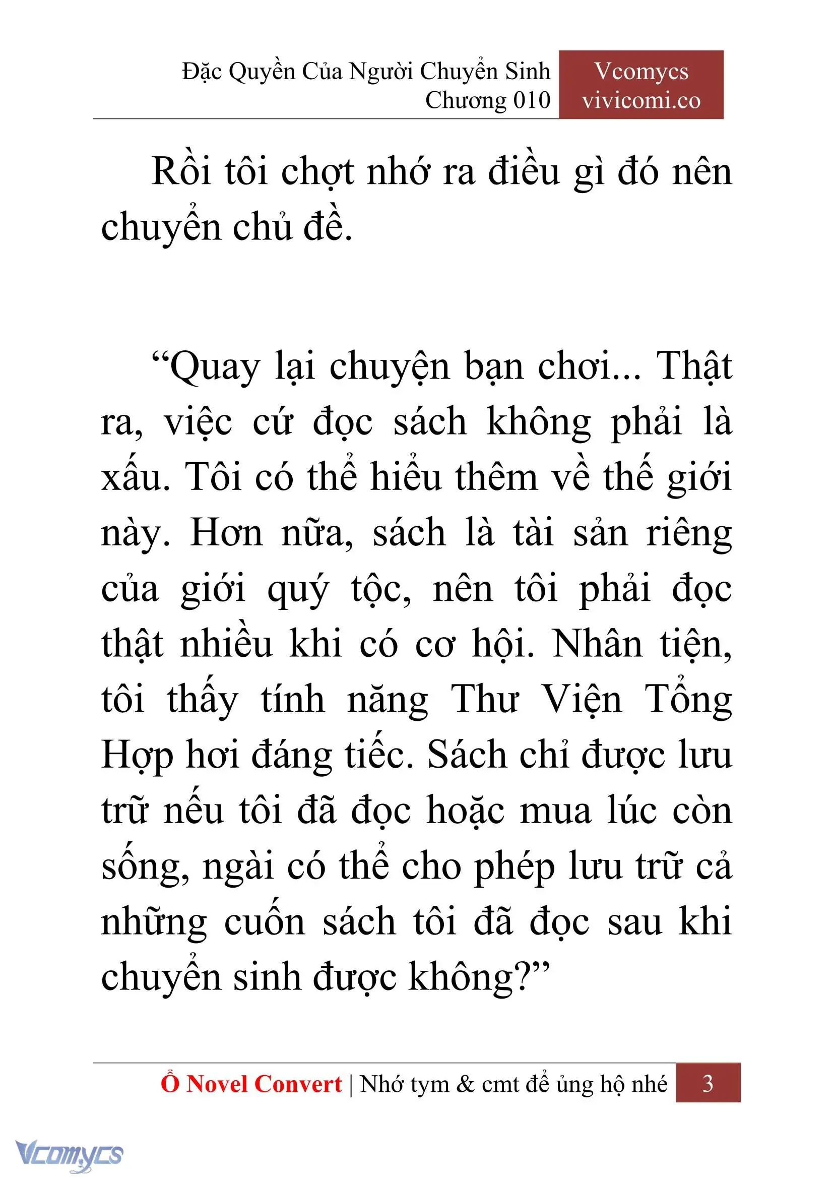 [Novel] Đặc Quyền Của Người Chuyển Sinh Chapter 10 - Trang 6
