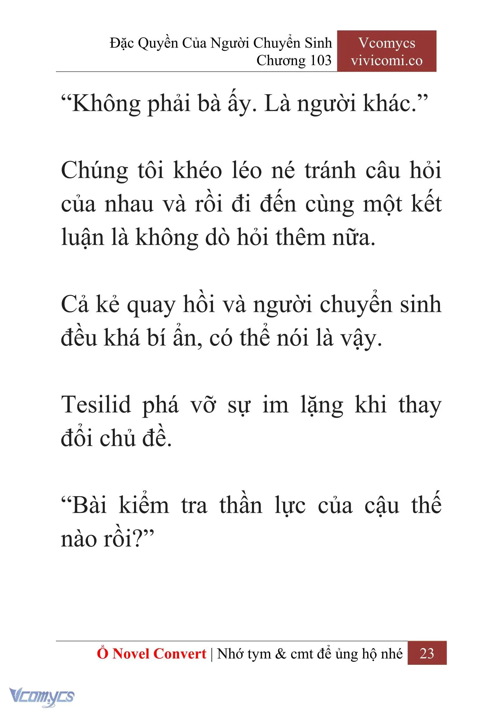 [Novel] Đặc Quyền Của Người Chuyển Sinh Chapter 103 - Trang 26