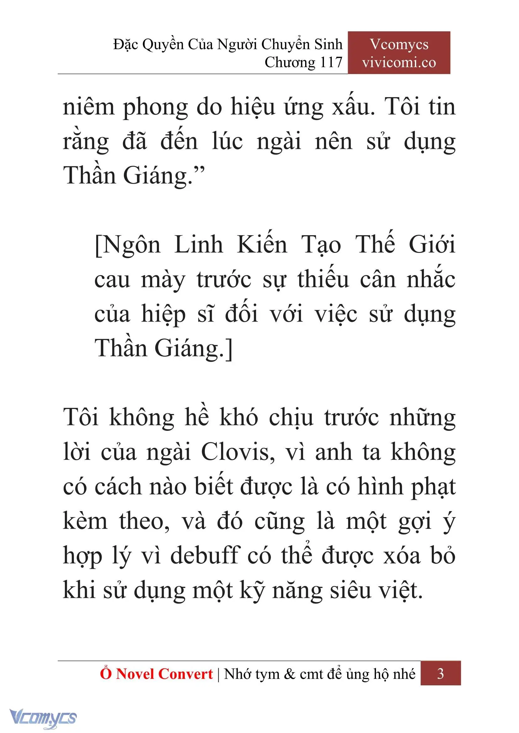 [Novel] Đặc Quyền Của Người Chuyển Sinh Chapter 117 - Trang 6