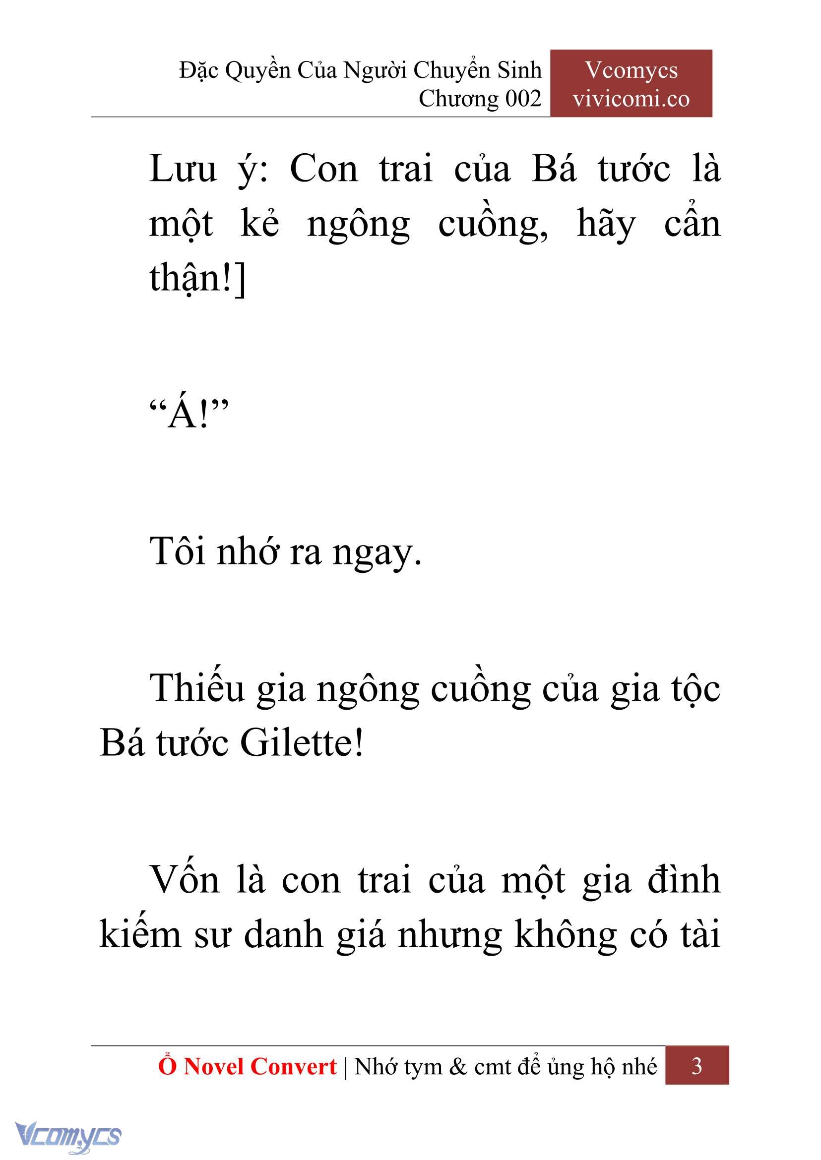 [Novel] Đặc Quyền Của Người Chuyển Sinh Chapter 2 - Trang 6