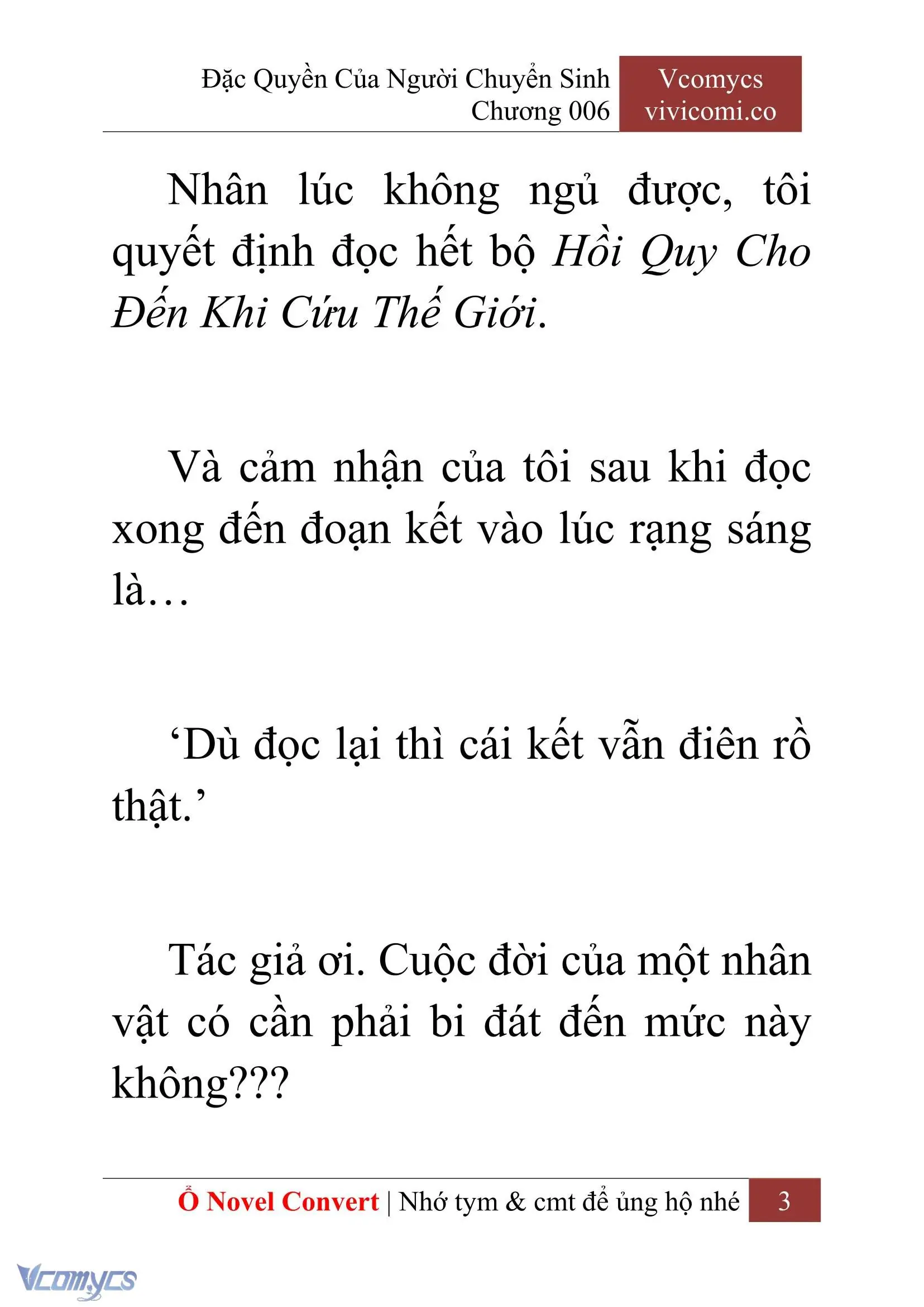 [Novel] Đặc Quyền Của Người Chuyển Sinh Chapter 6 - Trang 6