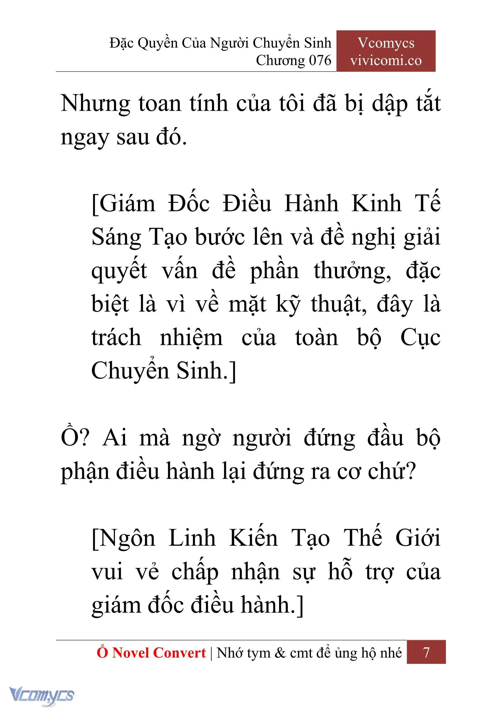 [Novel] Đặc Quyền Của Người Chuyển Sinh Chapter 76 - Trang 10