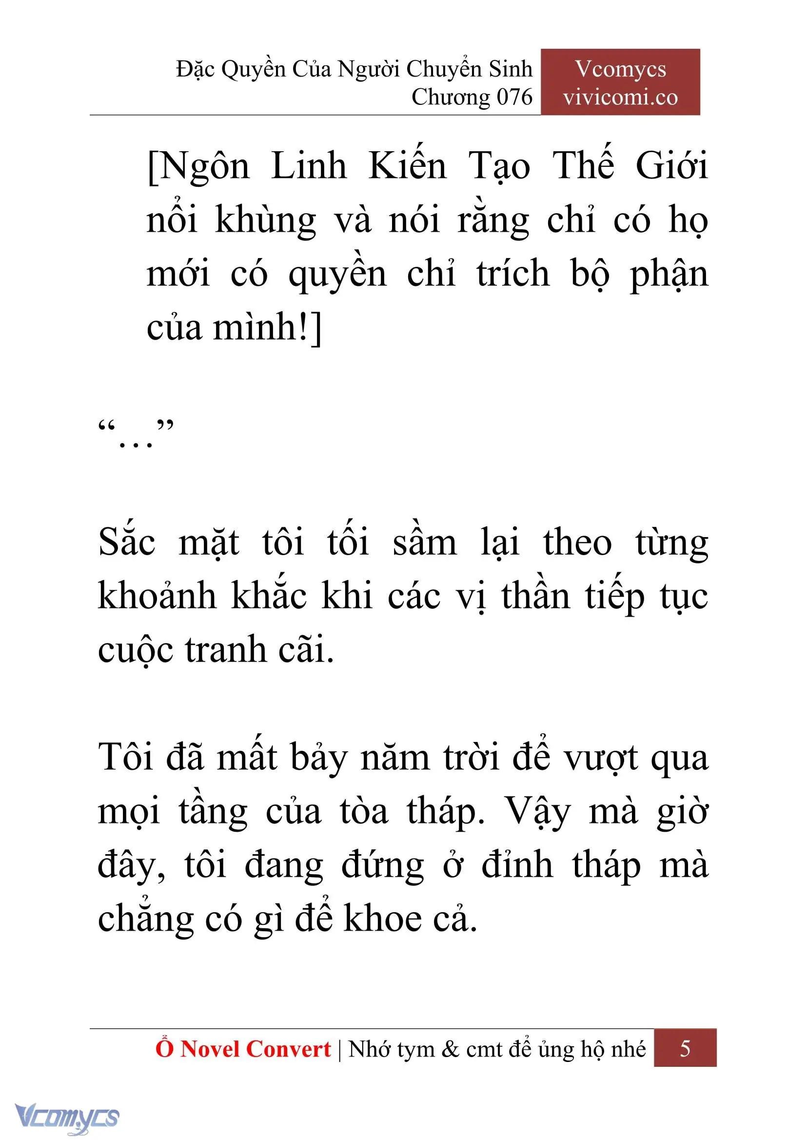 [Novel] Đặc Quyền Của Người Chuyển Sinh Chapter 76 - Trang 8