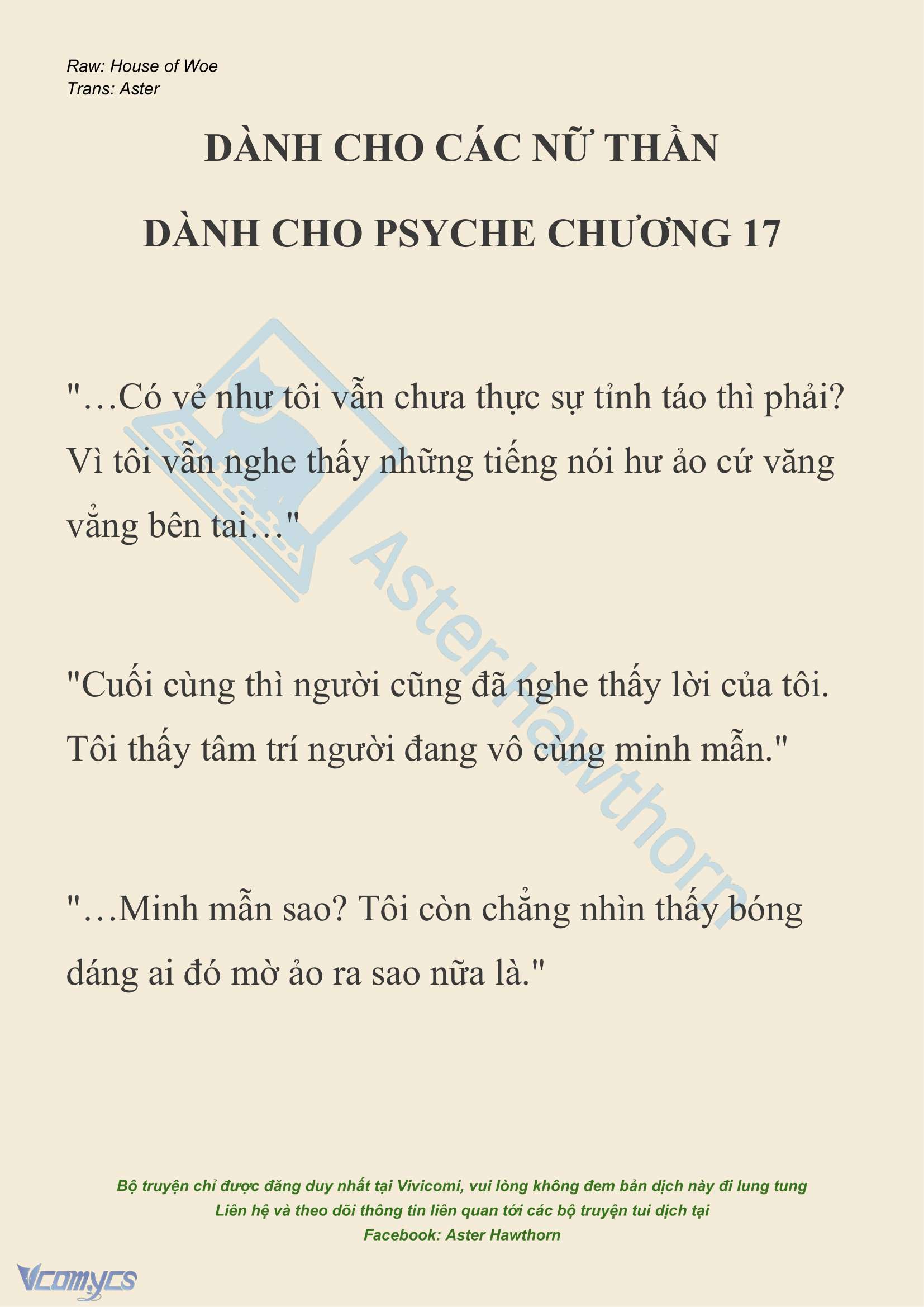 [NOVEL] Dành Cho Các Nữ Thần: Dành cho Psyche Chapter 17 - Trang 2