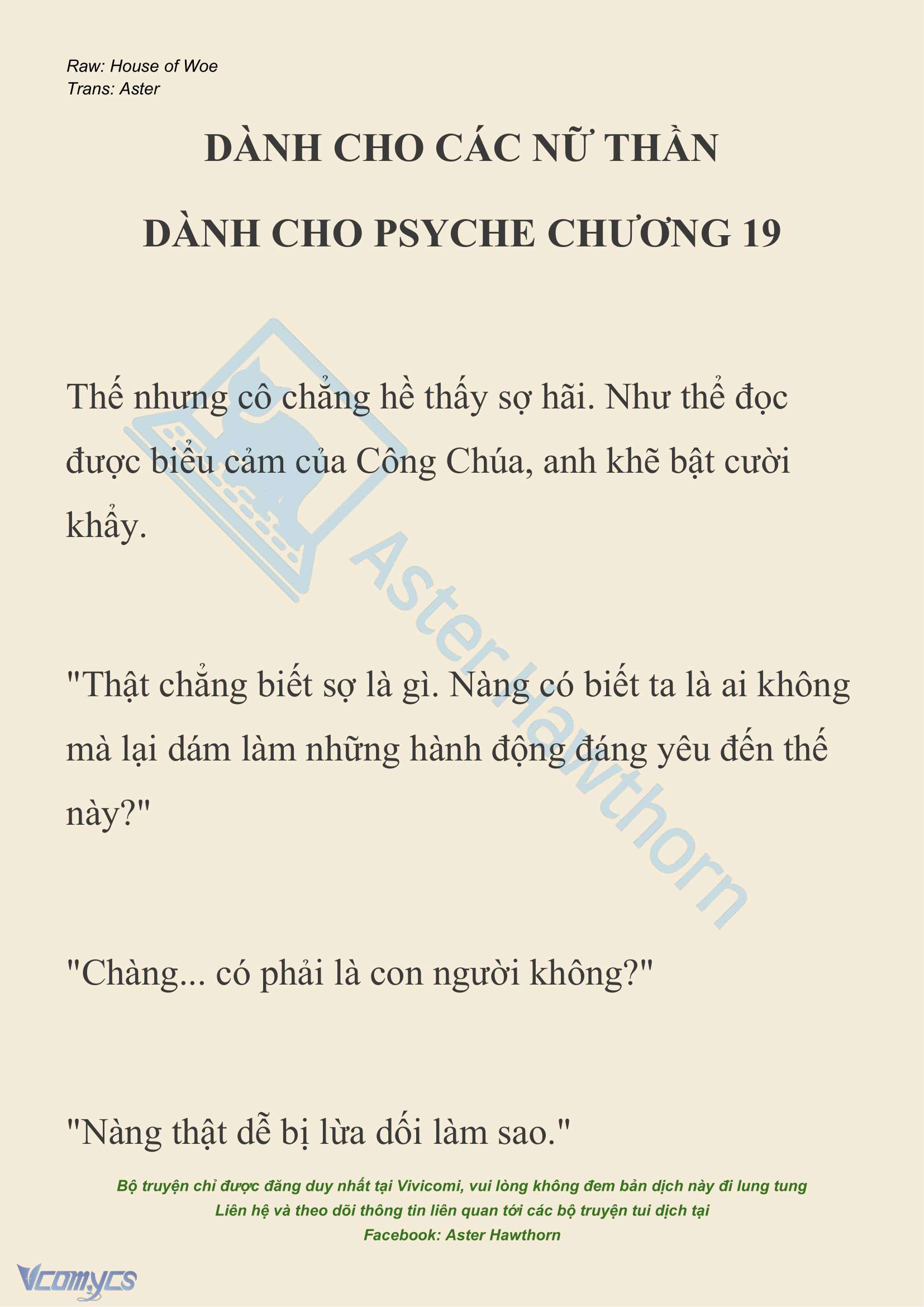 [NOVEL] Dành Cho Các Nữ Thần: Dành cho Psyche Chapter 19 - Trang 2