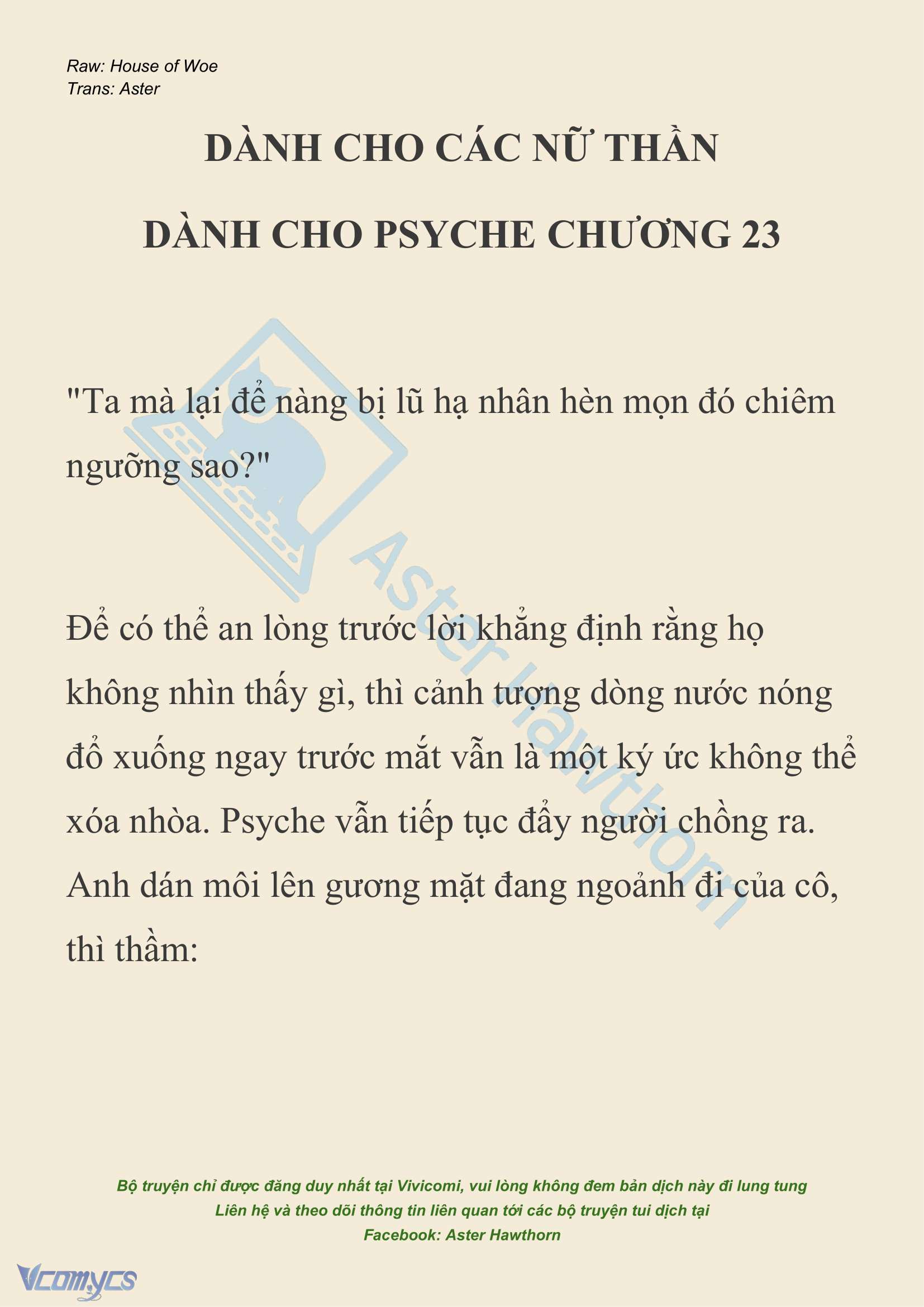 [NOVEL] Dành Cho Các Nữ Thần: Dành cho Psyche Chapter 23 - Trang 2