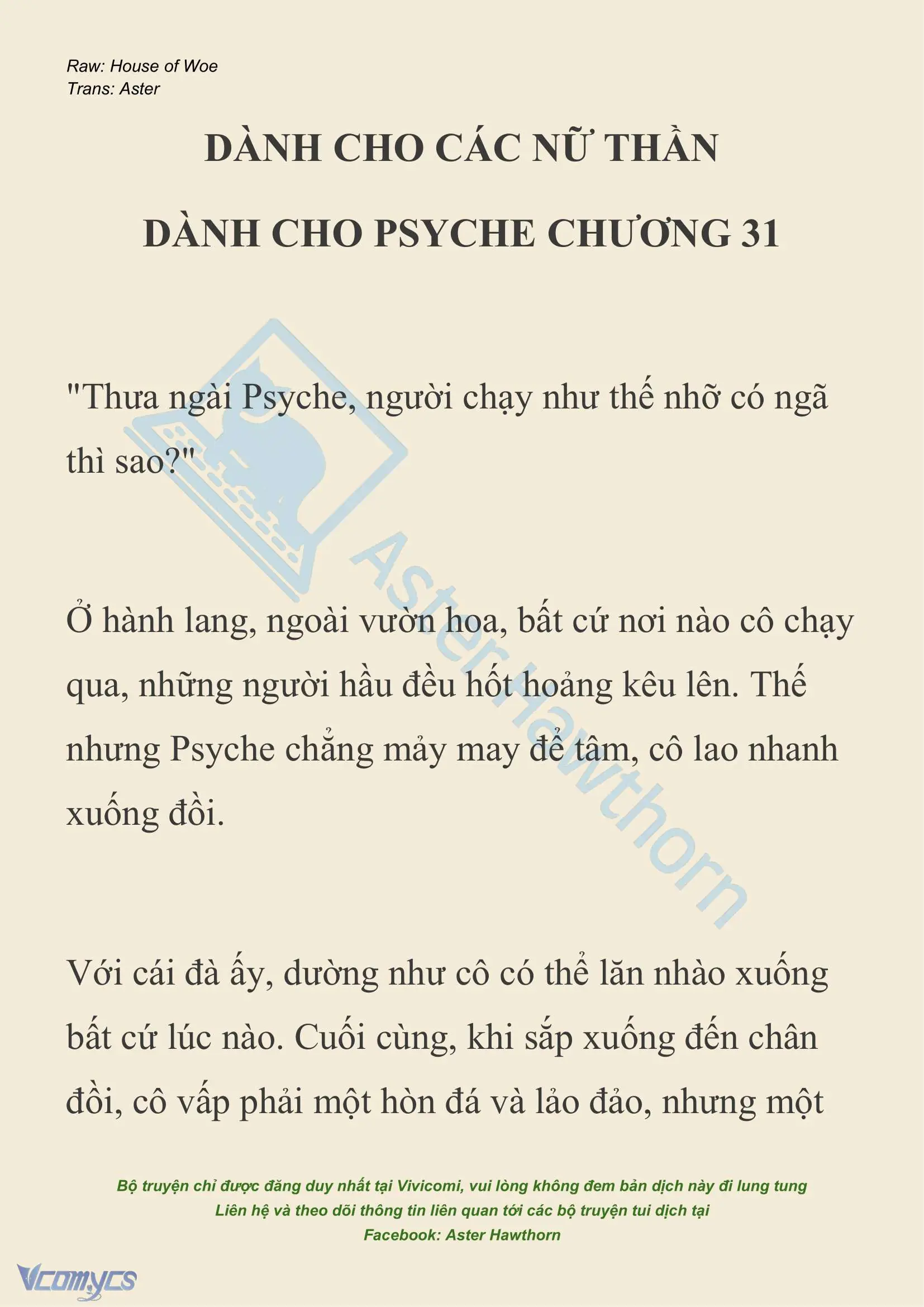 [NOVEL] Dành Cho Các Nữ Thần: Dành cho Psyche Chapter 31 - Trang 2