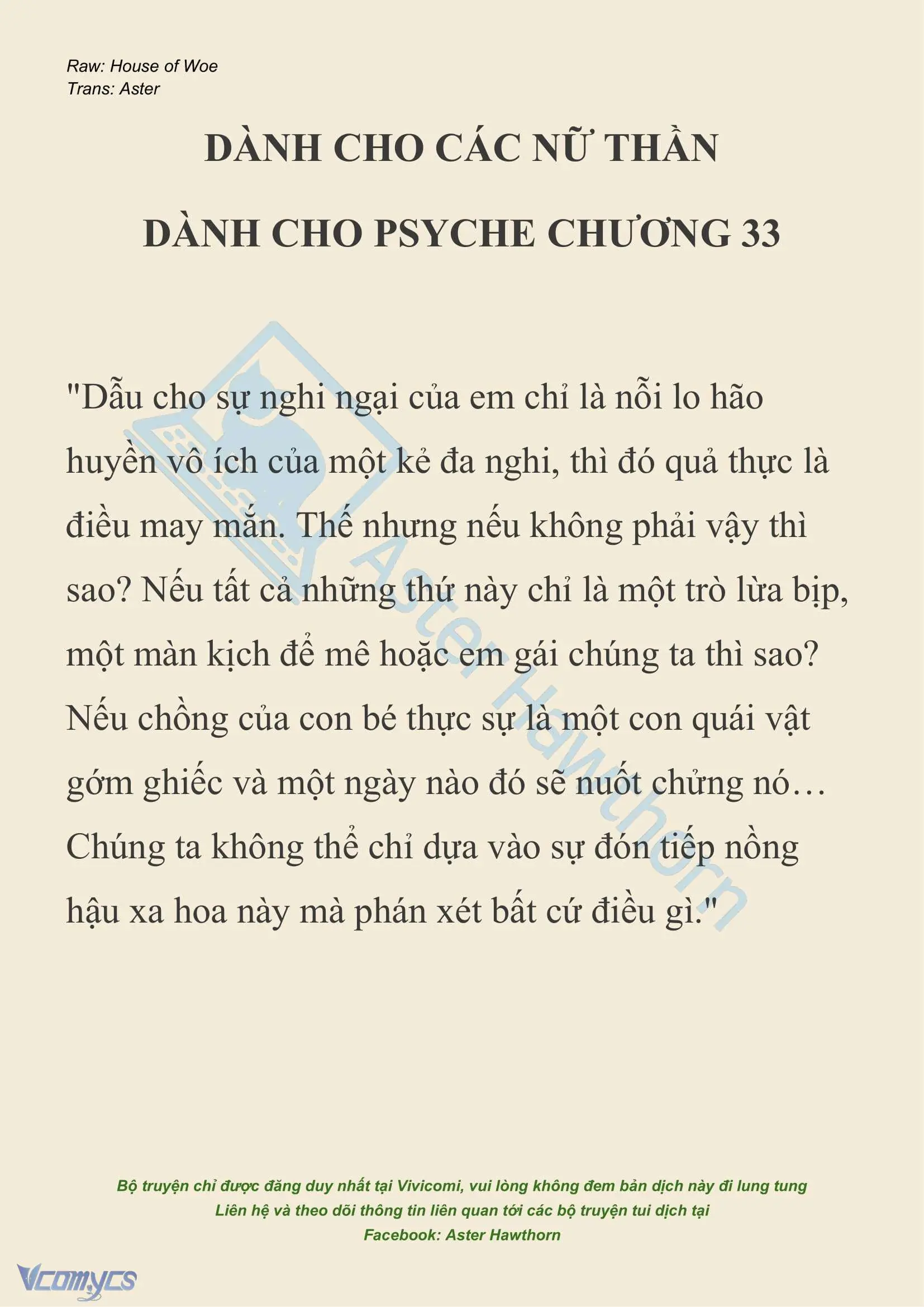 [NOVEL] Dành Cho Các Nữ Thần: Dành cho Psyche Chapter 33 - Trang 2