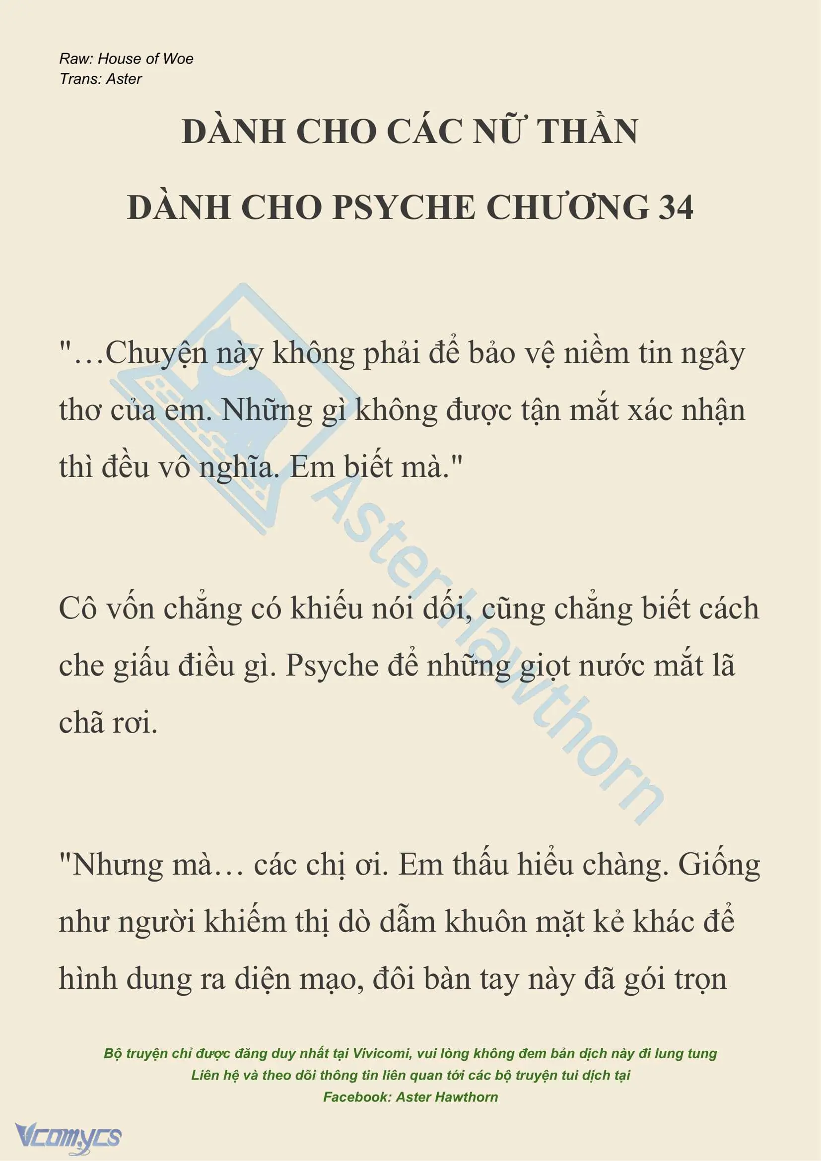 [NOVEL] Dành Cho Các Nữ Thần: Dành cho Psyche Chapter 34 - Trang 2
