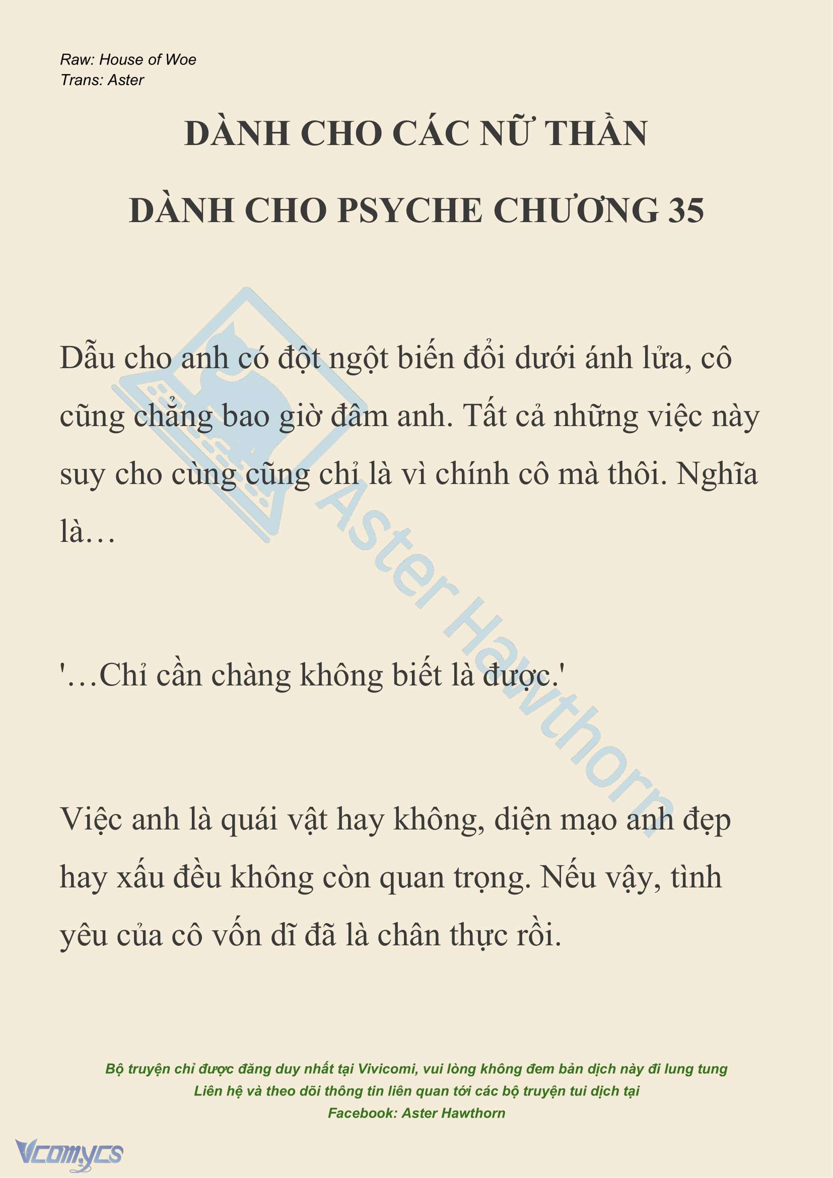 [NOVEL] Dành Cho Các Nữ Thần: Dành cho Psyche Chapter 35 - Trang 2