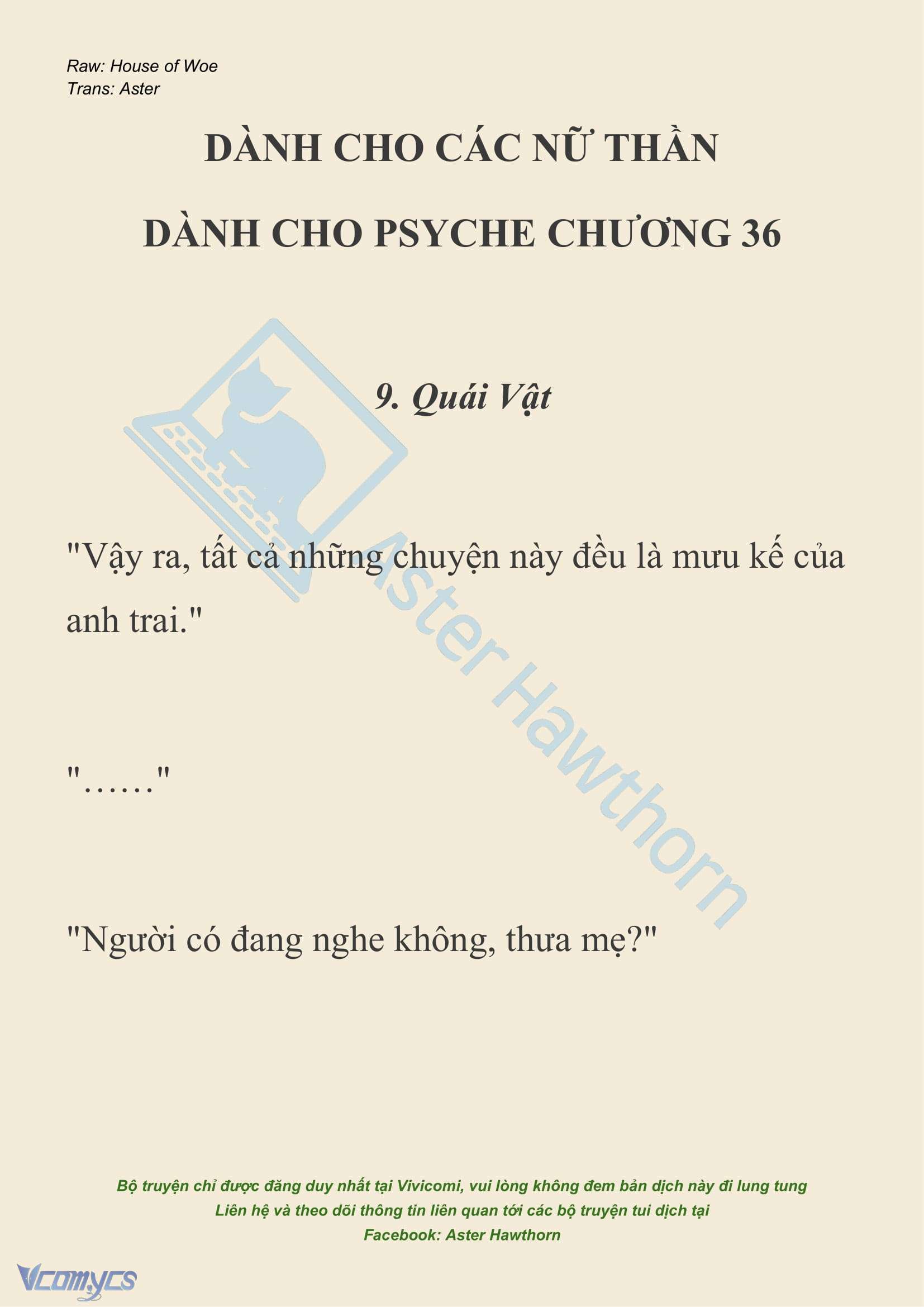 [NOVEL] Dành Cho Các Nữ Thần: Dành cho Psyche Chapter 36 - Trang 2