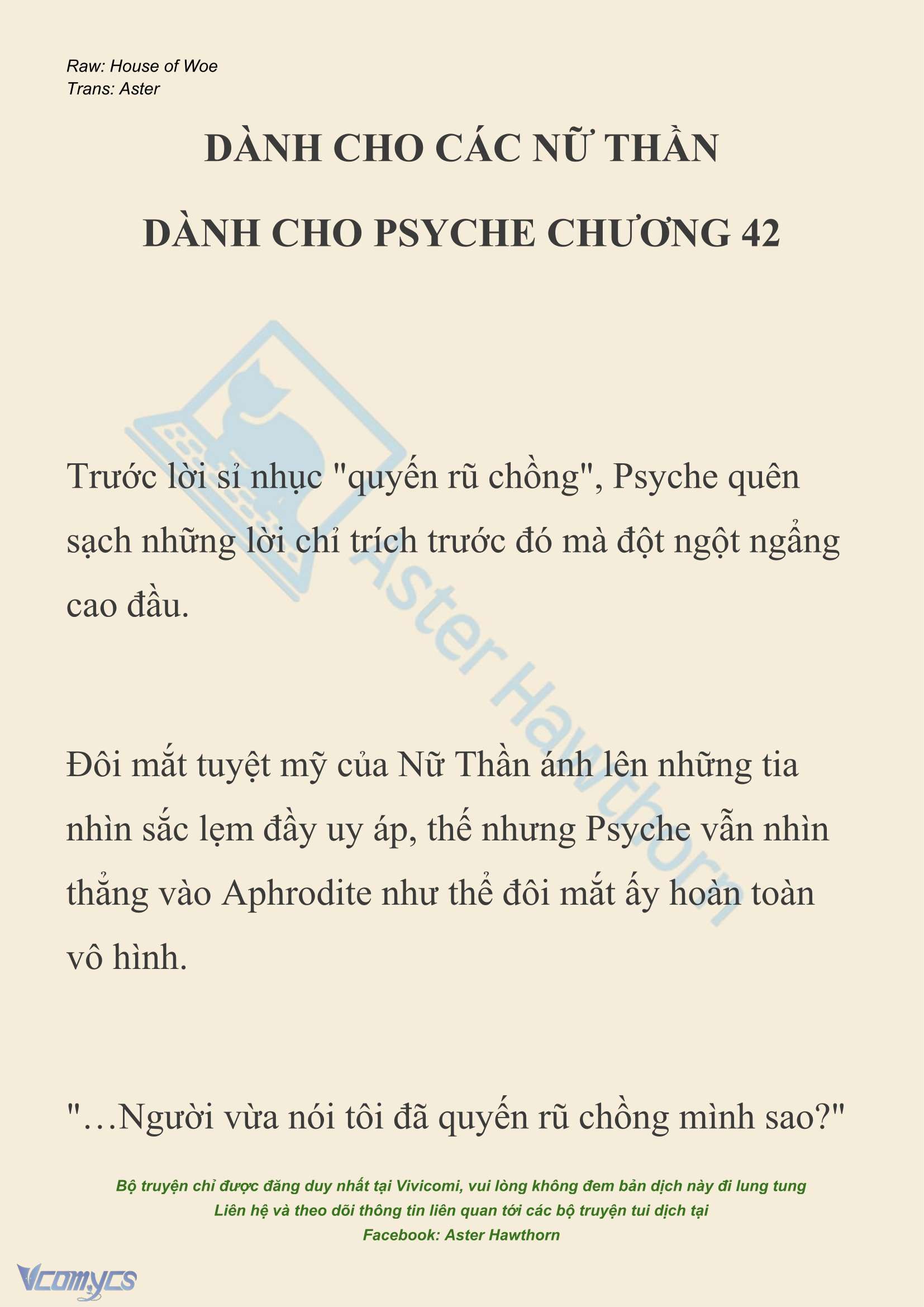 [NOVEL] Dành Cho Các Nữ Thần: Dành cho Psyche Chapter 42 - Trang 2