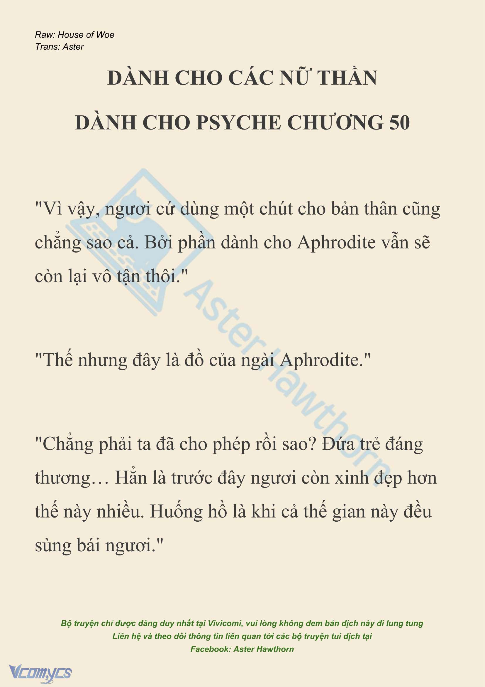 [NOVEL] Dành Cho Các Nữ Thần: Dành cho Psyche Chapter 50 - Trang 2