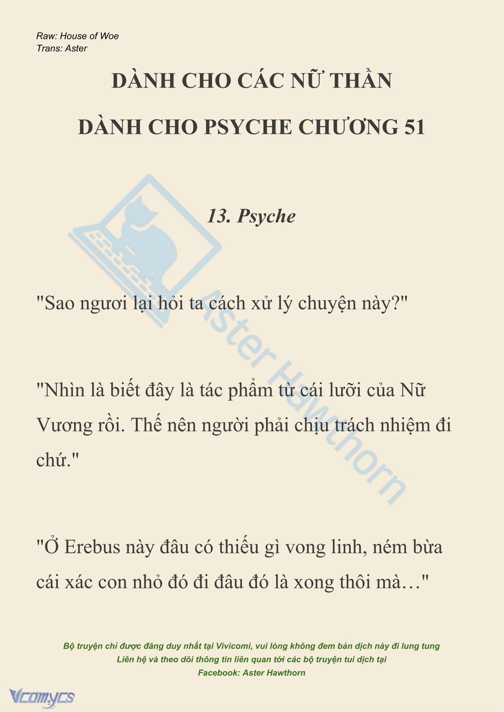 [NOVEL] Dành Cho Các Nữ Thần: Dành cho Psyche Chapter 51 - Trang 2