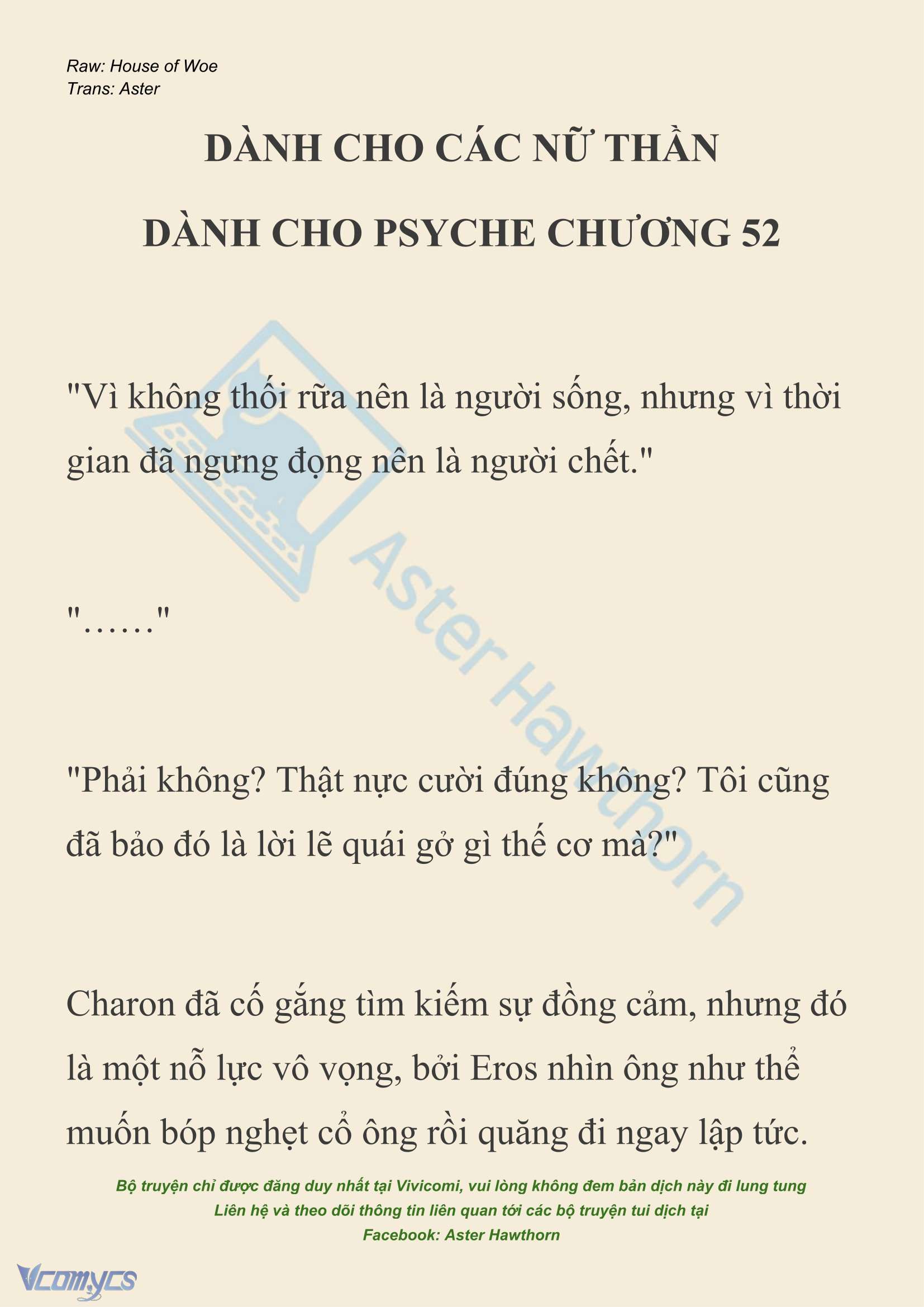 [NOVEL] Dành Cho Các Nữ Thần: Dành cho Psyche Chapter 52 - Trang 2