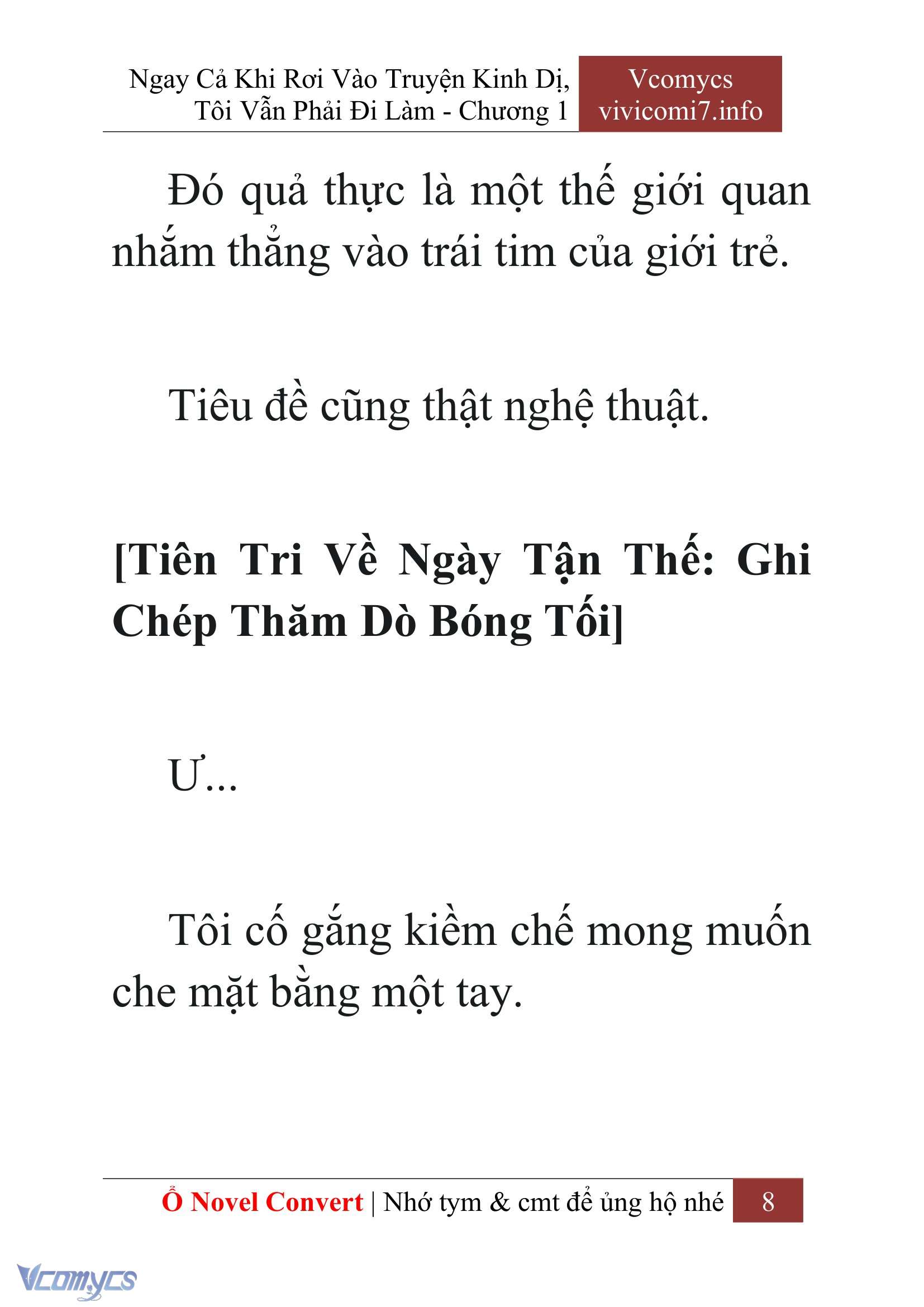 [Novel] Ngay Cả Khi Rơi Vào Truyện Kinh Dị, Tôi Vẫn Phải Đi Làm Chapter 1 - Trang 10