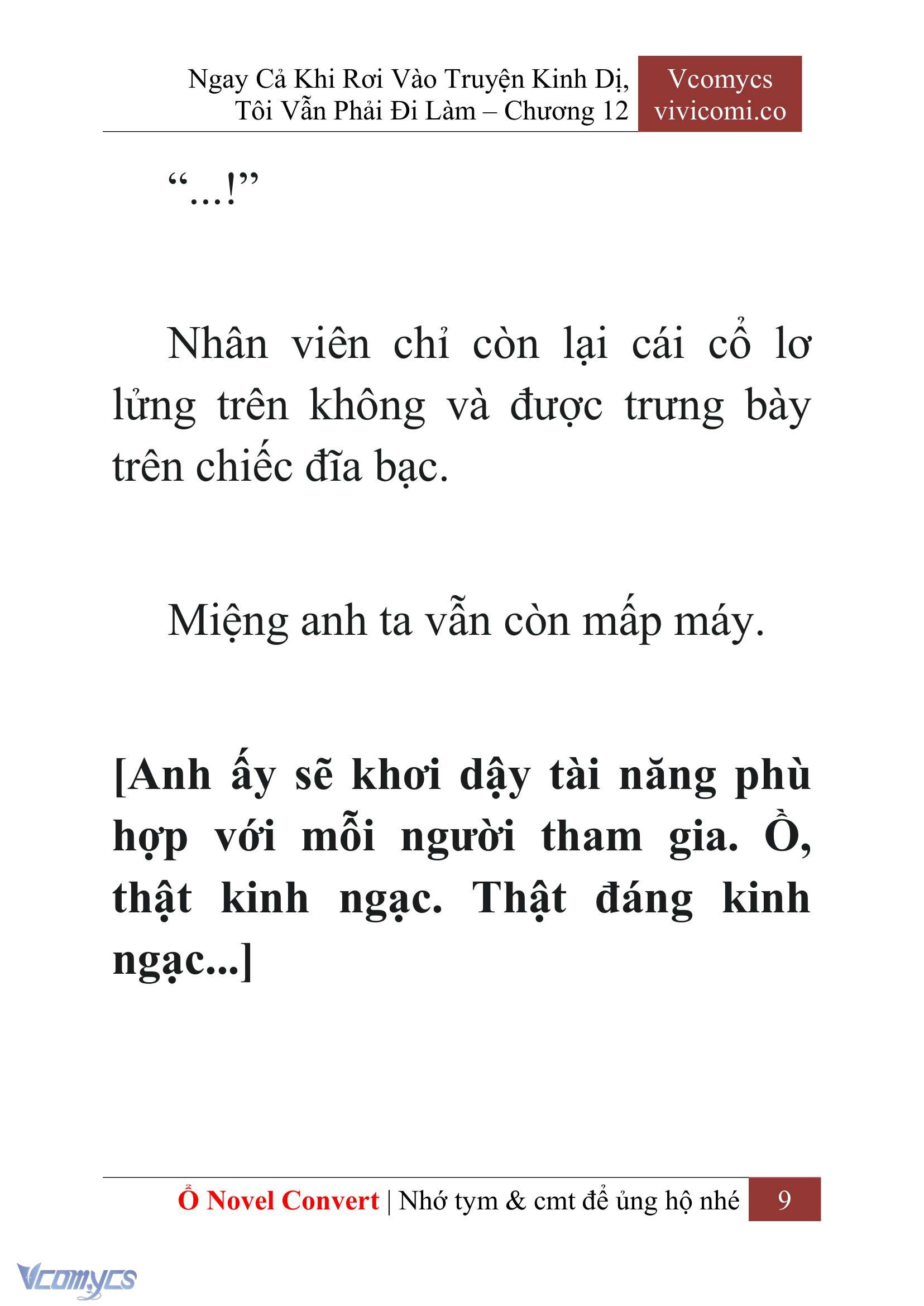 [Novel] Ngay Cả Khi Rơi Vào Truyện Kinh Dị, Tôi Vẫn Phải Đi Làm Chapter 12 - Trang 12