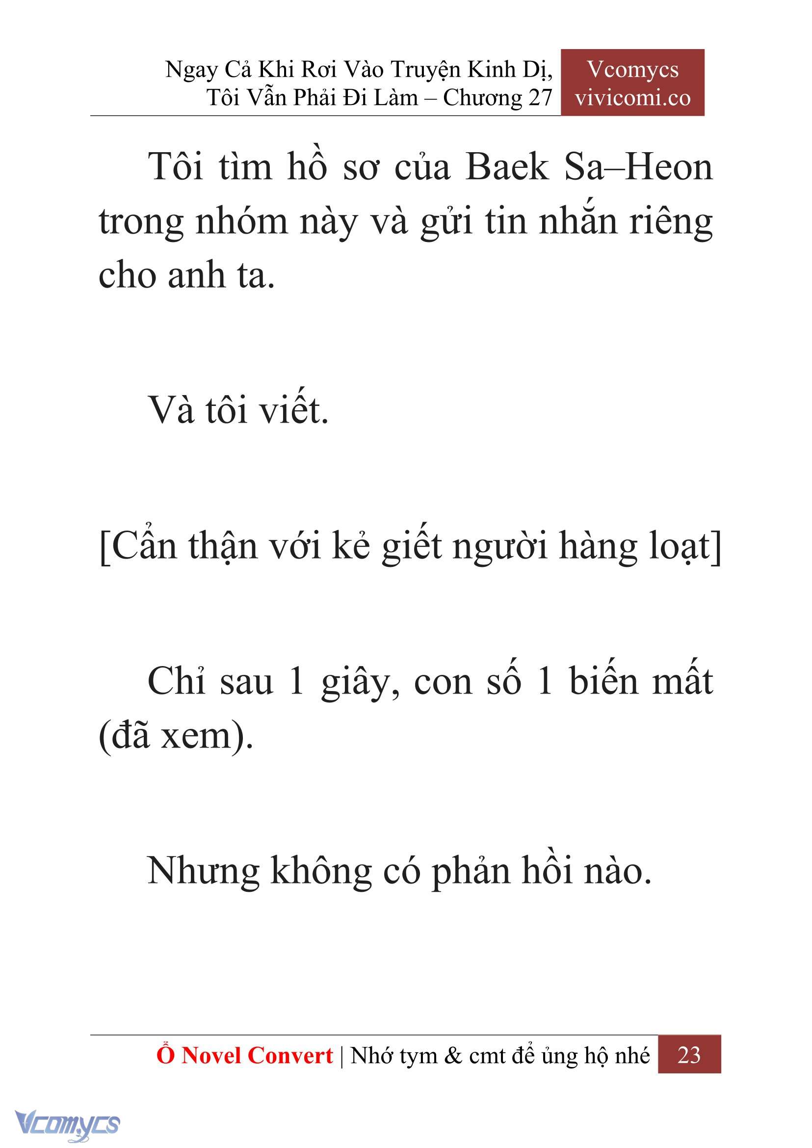 [Novel] Ngay Cả Khi Rơi Vào Truyện Kinh Dị, Tôi Vẫn Phải Đi Làm Chapter 27 - Trang 26