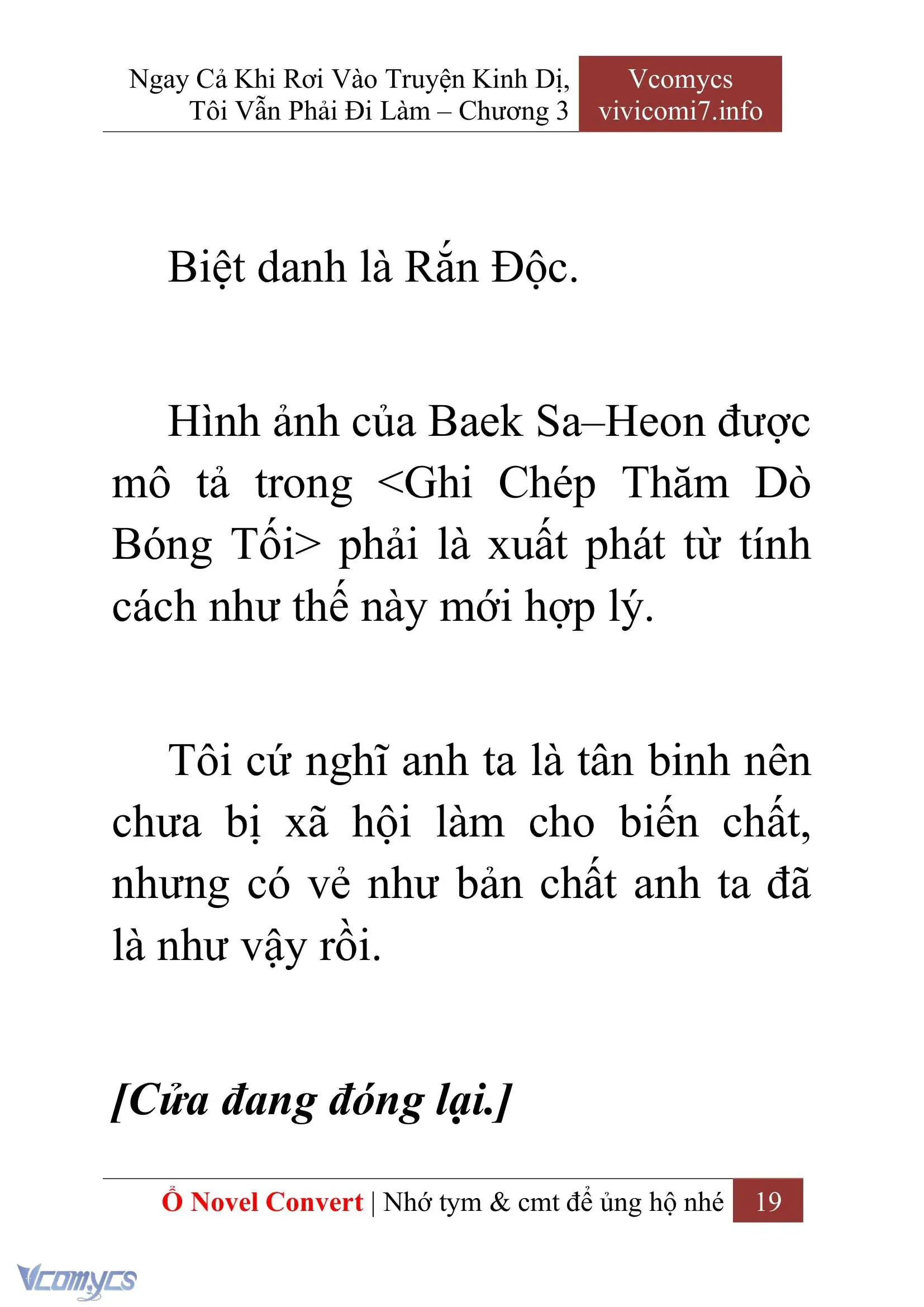 [Novel] Ngay Cả Khi Rơi Vào Truyện Kinh Dị, Tôi Vẫn Phải Đi Làm Chapter 3 - Trang 21