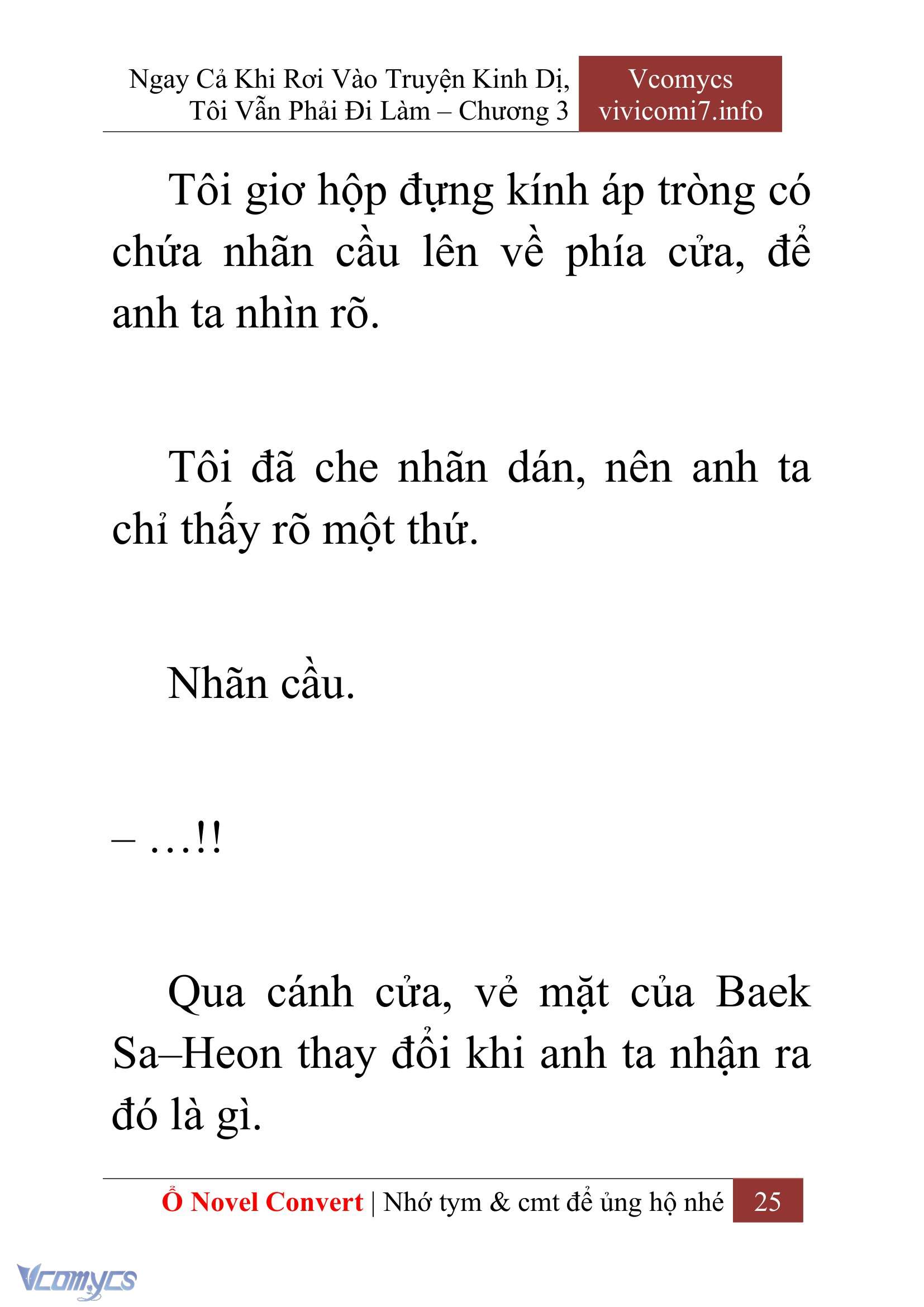 [Novel] Ngay Cả Khi Rơi Vào Truyện Kinh Dị, Tôi Vẫn Phải Đi Làm Chapter 3 - Trang 27