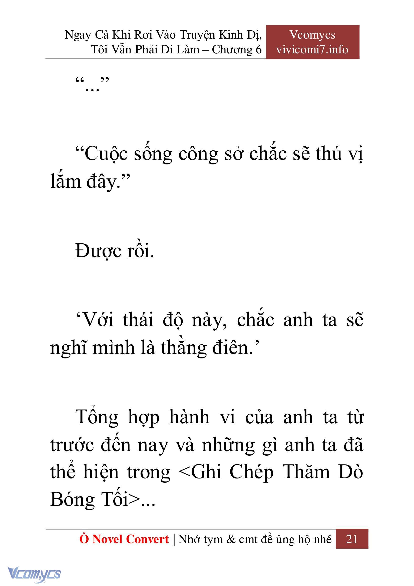 [Novel] Ngay Cả Khi Rơi Vào Truyện Kinh Dị, Tôi Vẫn Phải Đi Làm Chapter 6 - Trang 24