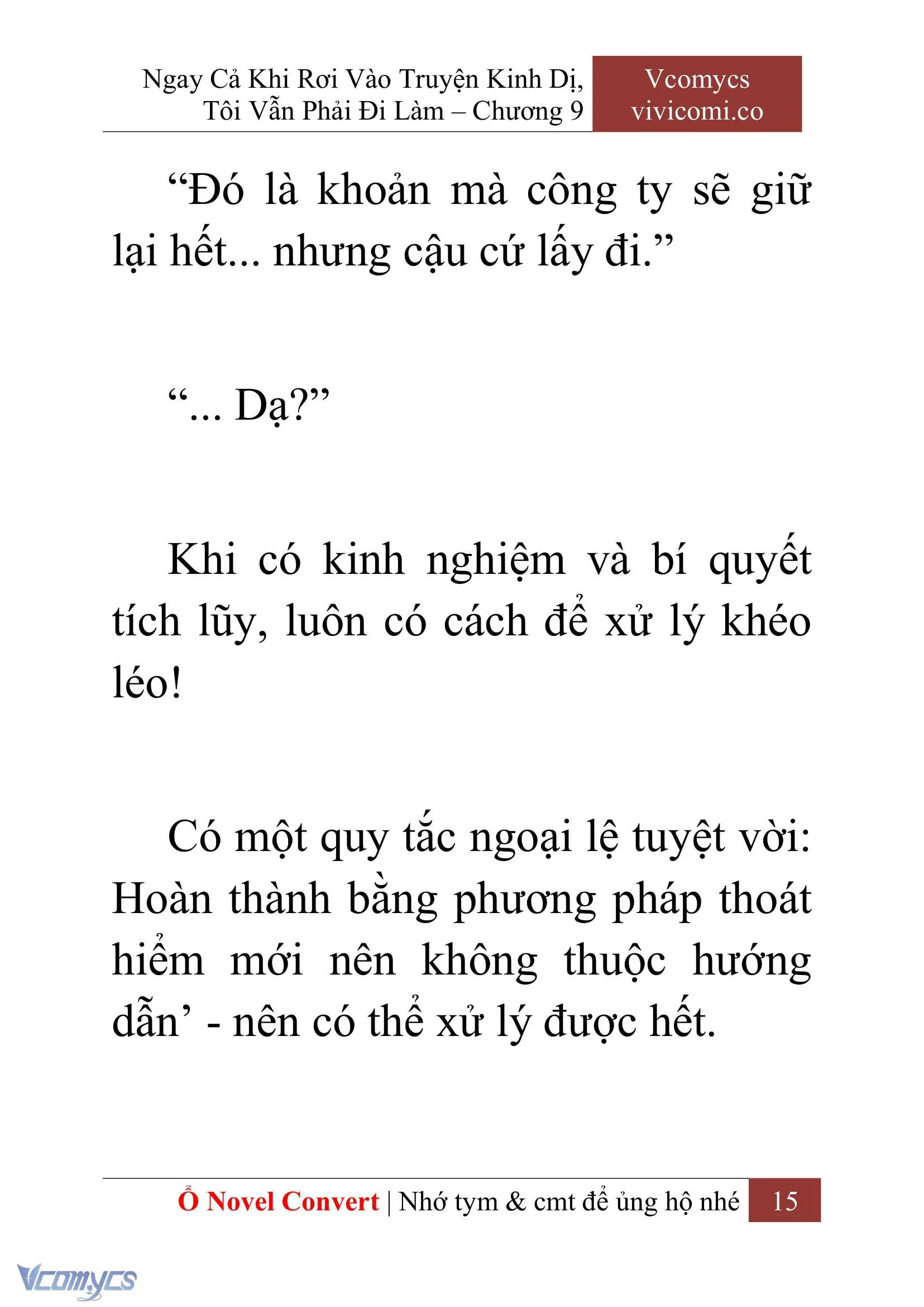 [Novel] Ngay Cả Khi Rơi Vào Truyện Kinh Dị, Tôi Vẫn Phải Đi Làm Chapter 9 - Trang 18